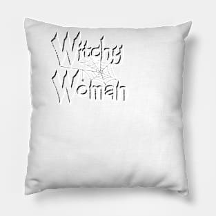 Witchy Woman with Spiderweb (white) Pillow