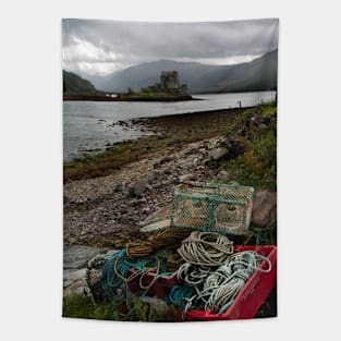 Fishing boxes near Eilean Donan, Highlands of Scotland Tapestry