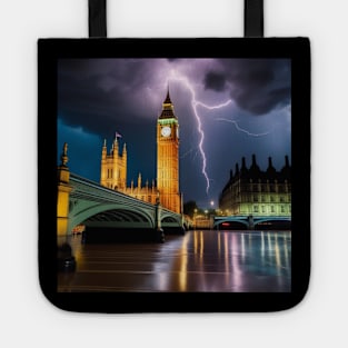 Iconic World Landmarks During A Thunderstorm: Big Ben London Tote