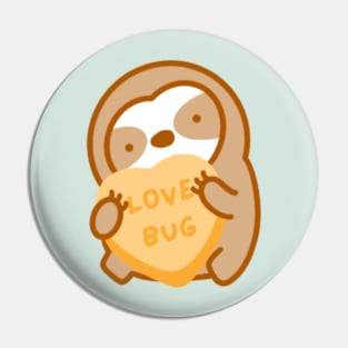 Cute Valentine Love Bug Candy Heart Sloth Pin