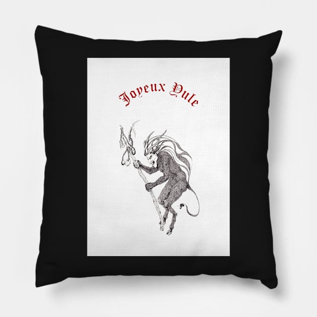 Krampus + "Joyeux Yule" Pillow by LucyDreams