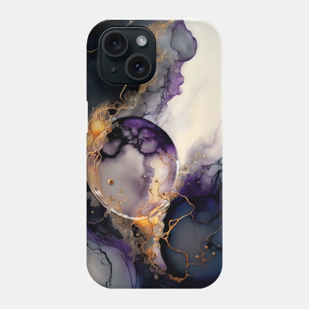 Purple Globe - Abstract Alcohol Ink Resin Art Phone Case by inkvestor