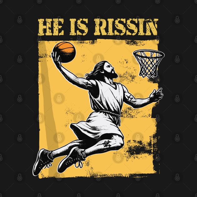 He Is Rizzin' Christian Juses Basketbal Happy Easter by rhazi mode plagget