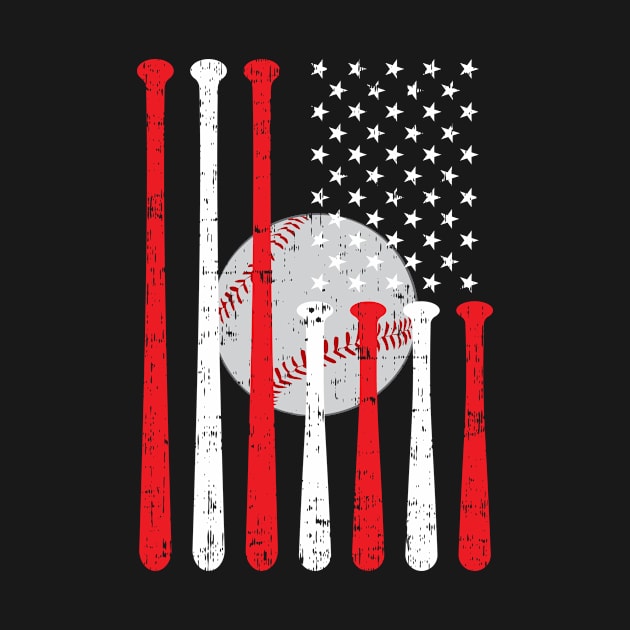 Baseball Bat and Ball Game USA Flag Pitcher Fielder Home Based Batter American Sports Design Gift Idea by c1337s