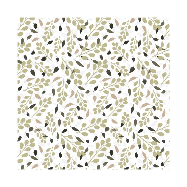 Olive Green Branches Wallpaper Bright by AmarenaDolce