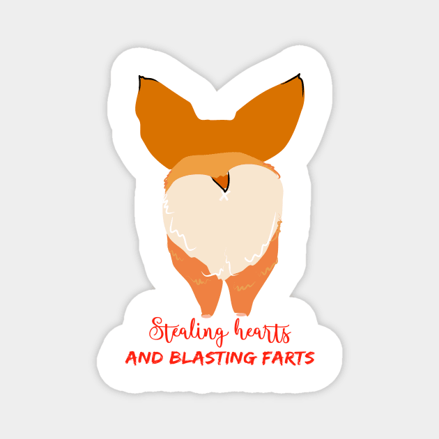 Stealing hearts and blasting farts, funny corgi butt design Magnet by Orangerinka