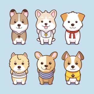 6 kawaii puppies T-Shirt