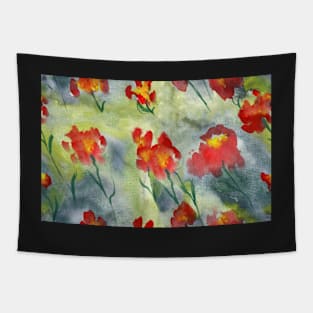 Abstract red watercolor poppies pattern Tapestry