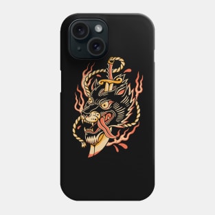 Wolf Vintage Tattoo Traditional Phone Case