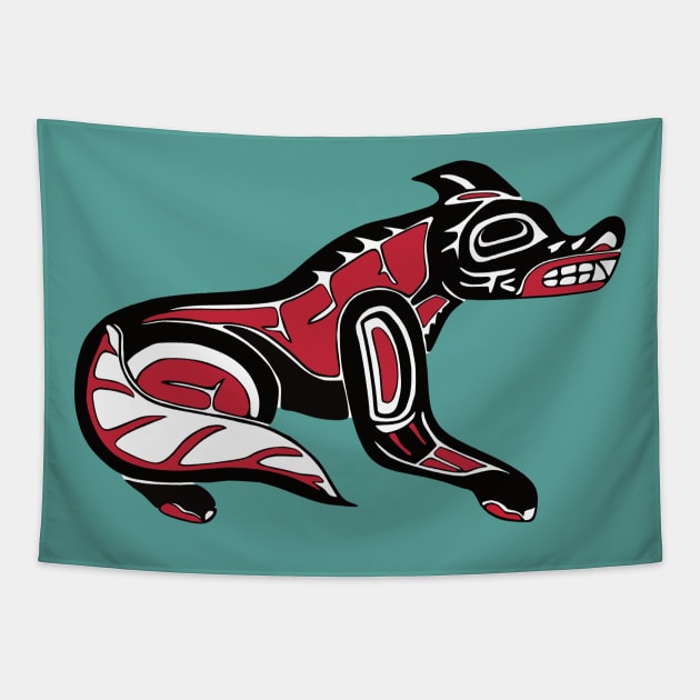 Pacific Northwest  Coast Native Haida Wolf Tapestry by Beltschazar