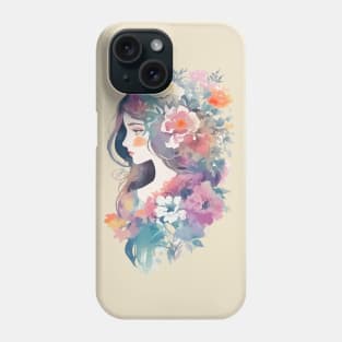 Watercolor Floral Girl Phone Case