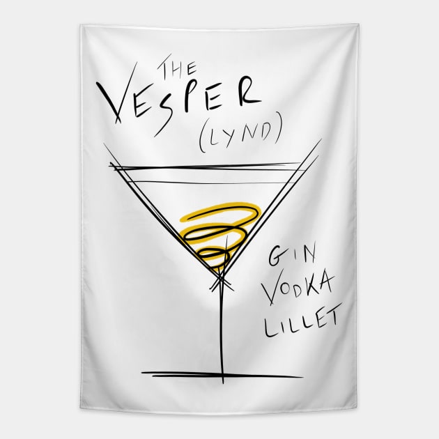 The Vesper Martini James Bond Tapestry by Jamie Collins