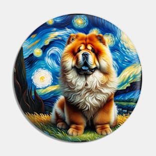 Starry Chow Chow Dog Portrait - Pet Portrait Pin