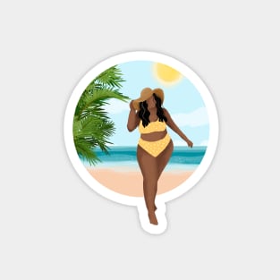 Beach Girl 12, Summertime illustration Magnet