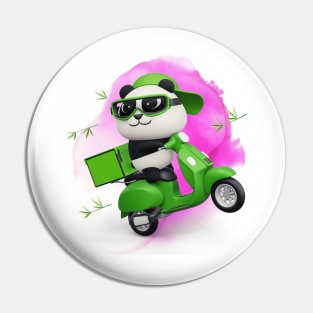 Cute Panda Riding Green Scooter - Adorable Panda - Kawaii Panda Pin