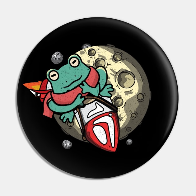 I Just Really Like Frogs Funny Rocket Frog Lover Pin by alcoshirts