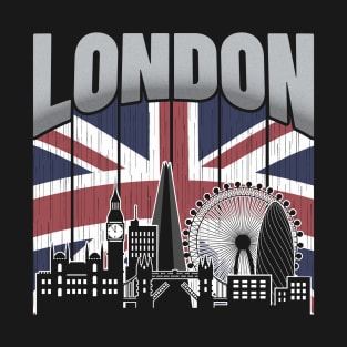 London United Kingdom Skyline Vintage Flag T-Shirt