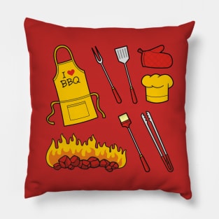 Barbeque Icons on Red Pillow