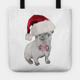 Funny French Bulldog In Santa Hat Tote