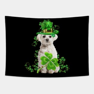 Lucky White Maltese Shamrock St Patrick's Day Tapestry