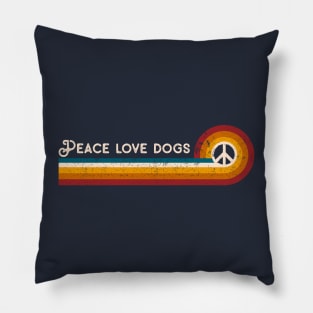 Retro Stripes Peace Love Dogs Pillow