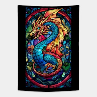 Stained Glass Style Dragon Design Tapestry