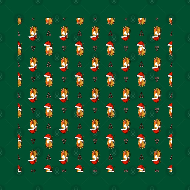 Christmas Santa Hat Cat Candy Cane Pattern by ellenhenryart