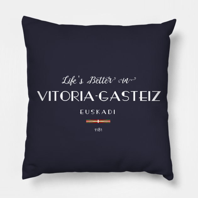 VITORIA-GASTEIZ Basque Country Euskadi Spain Flag Pillow by French Salsa