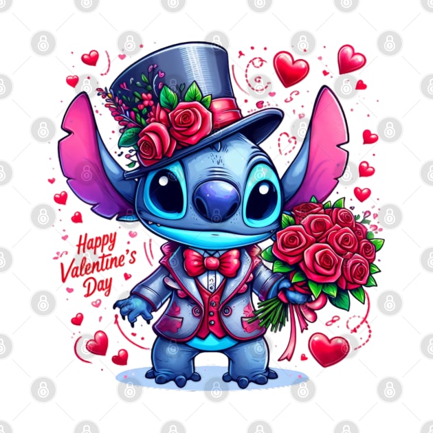 Valentines Day Stitch, Stitch Love by BukovskyART