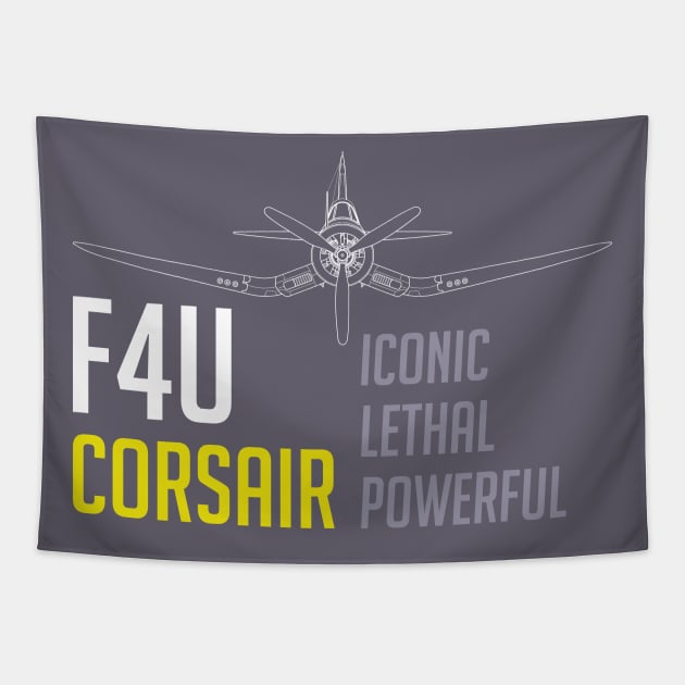 F4U Corsair: Iconic-Lethal-Powerful Tapestry by Blue Gingko Designs LLC