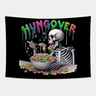 Hungover Skeleton T Shirt Design Tapestry