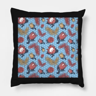 Australian Native Floral Pattern - Grevillea and King Protea Pillow