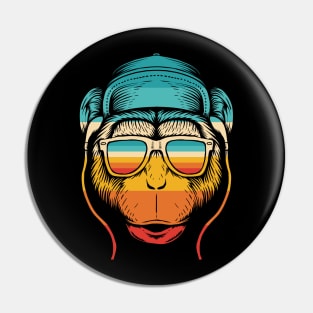 millennial chimp headphones hat music vintage colors Pin