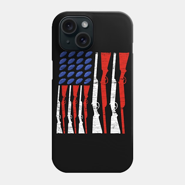 Skeet Shooting USA Flag Trap Shooting Clay Pigeon Phone Case by ChrisselDesigns