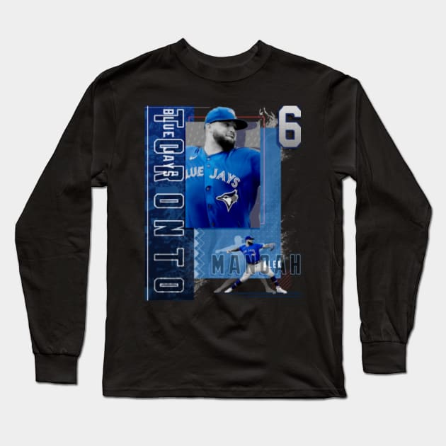 Alek Manoah Baseball Paper Poster Blue Jays 2 - Alek Manoah - Long Sleeve T- Shirt