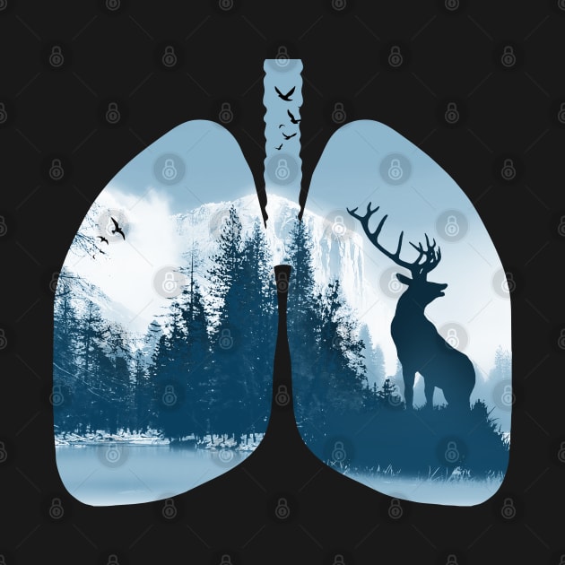 Breathe pure air, Lungs, nature, deer, mountains, outdoors, adventure, camping by Collagedream