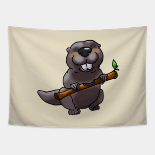 funny beaver cartoon Tapestry