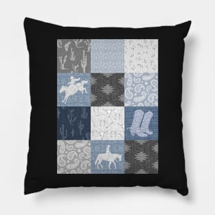 Cowboy Patchwork - Blue/ Grey Pillow