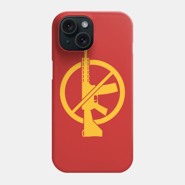 Gun Ban / Prohibition Sign (No Weapons / Peace / Gold) Phone Case by MrFaulbaum