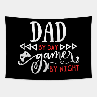 Funny Dad by day Gamer by night Tapestry