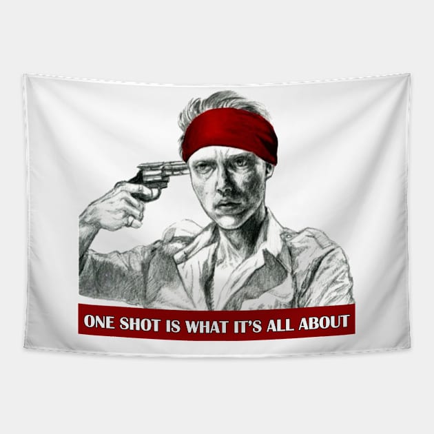 The Deer Hunter Christopher Walken Sketch of Russian Roulette Tapestry by Artsimple247