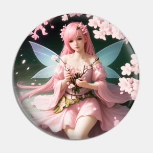 Beautiful Pink Sakura Flower Japanese Manga Girl Cherry Blossom Fairy Pin