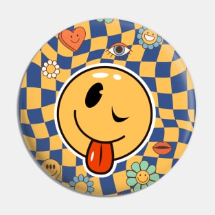 Hippie Psychedelic Aesthetic, Happy Smiley Face Pin