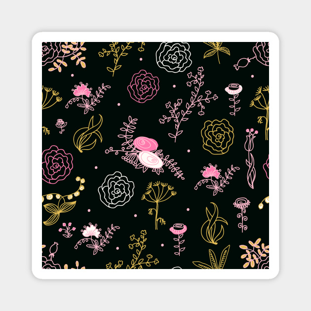 Elegance Seamless pattern with flowers Magnet by Olga Berlet