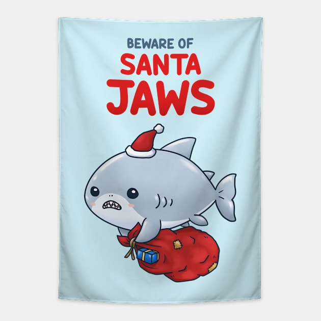 Beware of Santa Shark Tapestry by Takeda_Art