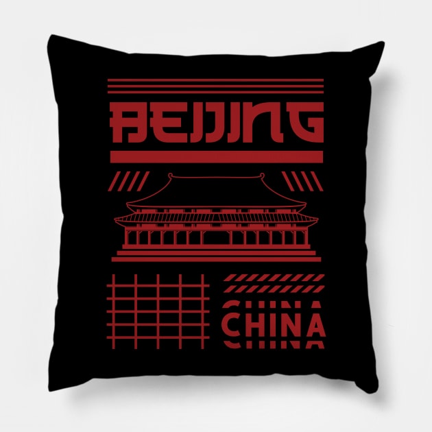 Beijing : The capital of China, Pillow by Hashed Art