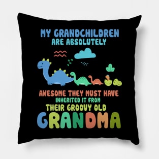 My Grandchildren Are Awesome From Groovy Grandma Dinosaur Pillow