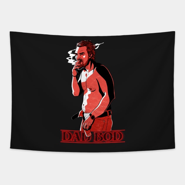 Hopper's Hot Dad Bod Tapestry by PinkInDetroit