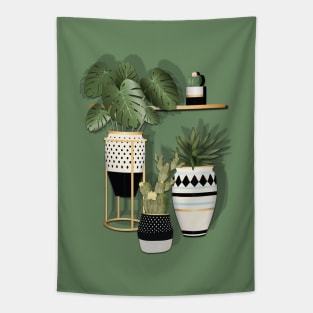 Potted Green Plants Tapestry