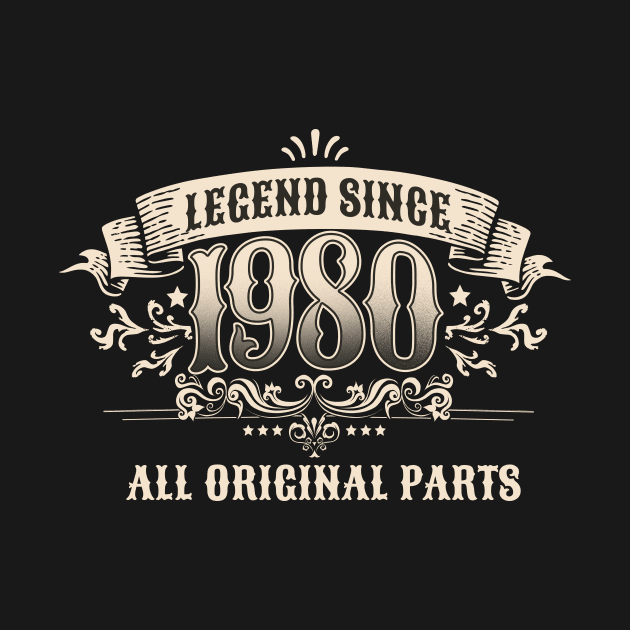Retro Vintage Birthday Legend since 1980 All Original Parts by star trek fanart and more